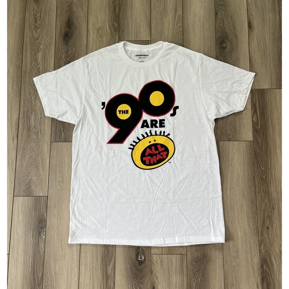90s Nickelodeon All That White Short Sleeve T-Shirt Mens Size L 100% Cotton NEW